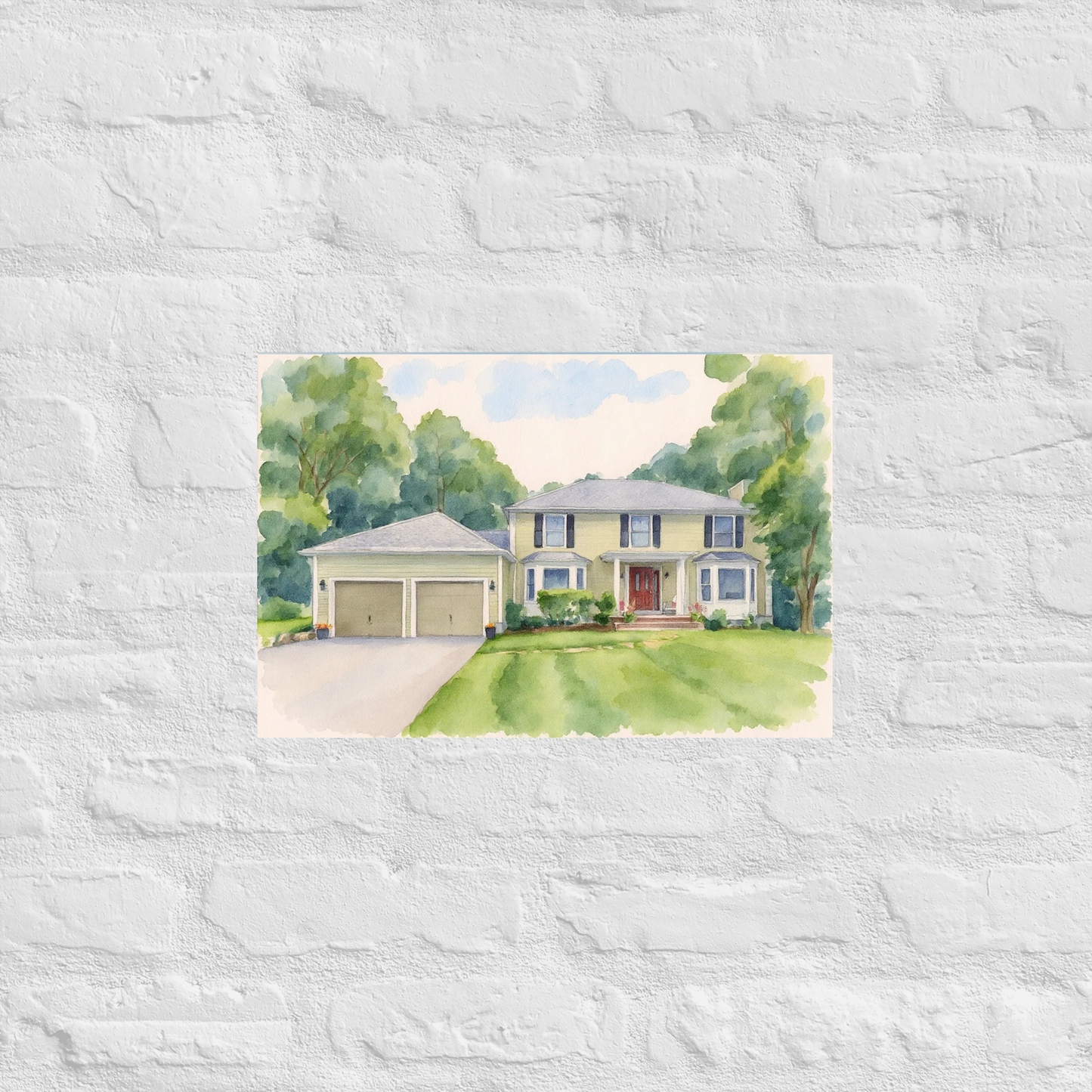 Family Home Watercolor Portrait - Summer