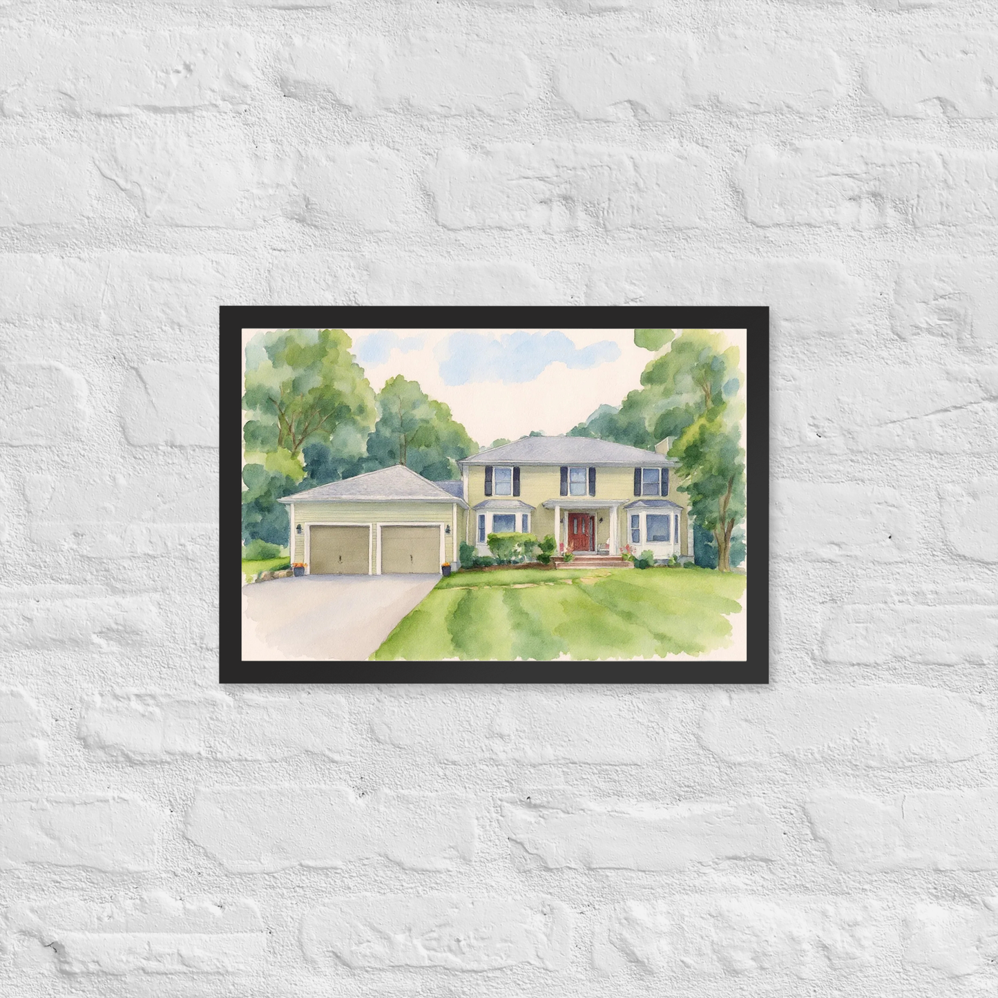 Family Home Watercolor Portrait - Summer