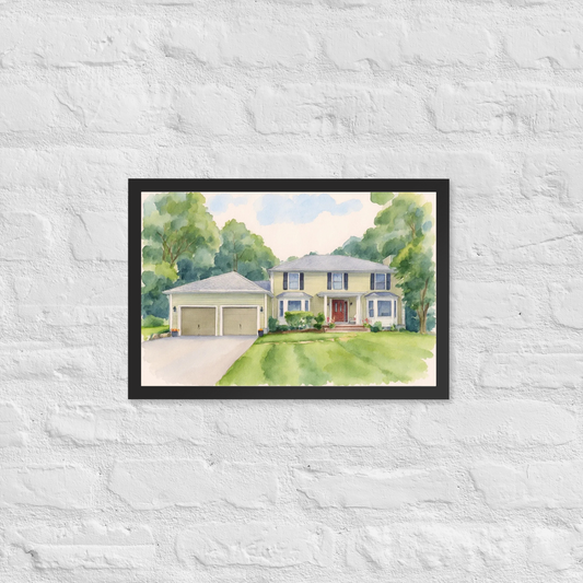 Family Home Watercolor Portrait - Summer