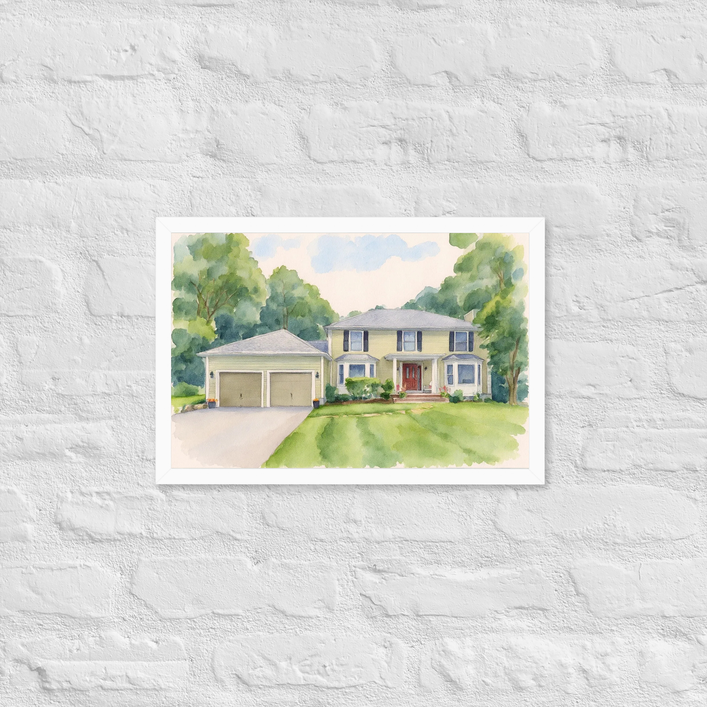 Family Home Watercolor Portrait - Summer