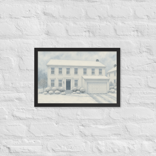 Family Home Watercolor Portrait - Winter